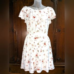 WALLFLOWER Floral off shoulder DRESS Sz L Romantic